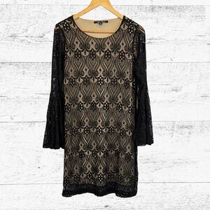 Anne French Chic Black Lace Long Sleeve Dress
